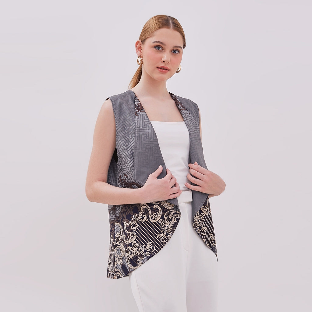 Odza Atasan Vest Batik Outer Baju Rompi Wanita Kombinasi All size Parama