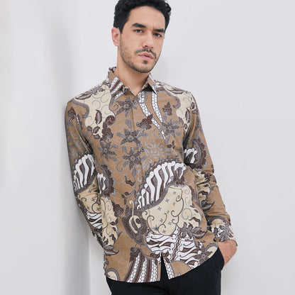 Odza Baju Couple Batik Pria Wanita Kemeja Lengan Panjang Outer Rompi Luaran Praduta
