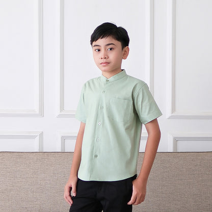 Odza Baju Koko Anak Cowok Lengan Pendek 2-12 Tahun Malika Coklat Cream Salmon Sage