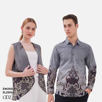 Odza Baju Atasan Kemeja Batik Pria Modern Slim Fit Solo Lengan Panjang Jumbo Didikia