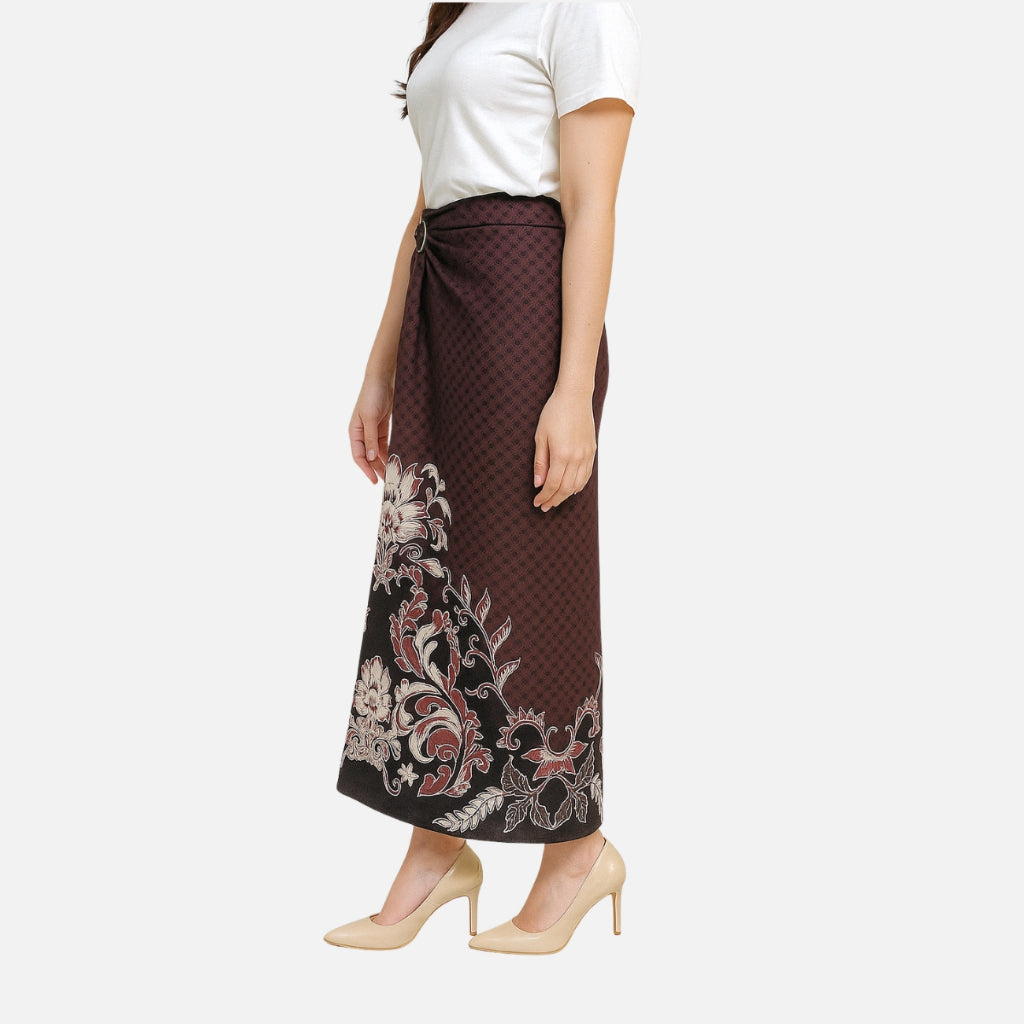 Set Kemeja Batik Couple Rok Lilit Kebaya Jumputan Pria Wanita Lengan Panjang Hitam Halmara