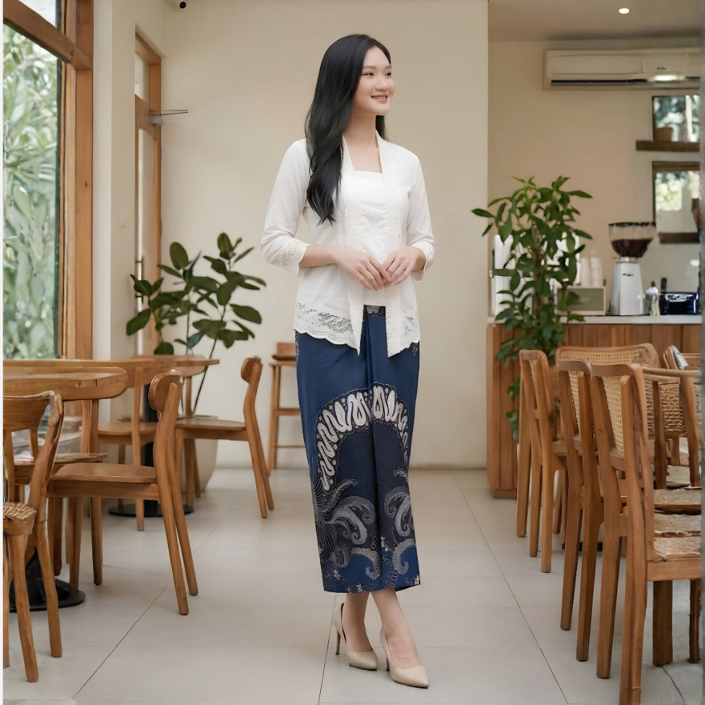 Odza Rok Lilit Batik Wanita Panjang Allsize Bawahan Kebaya Kondangan Wisuda Katun Premium Renatisa Hitam Biru