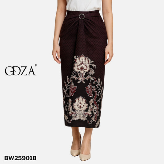 Set Kemeja Batik Couple Rok Lilit Kebaya Jumputan Pria Wanita Lengan Panjang Hitam Halmara