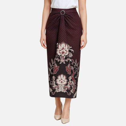 Set Kemeja Batik Couple Rok Lilit Kebaya Jumputan Pria Wanita Lengan Panjang Hitam Halmara