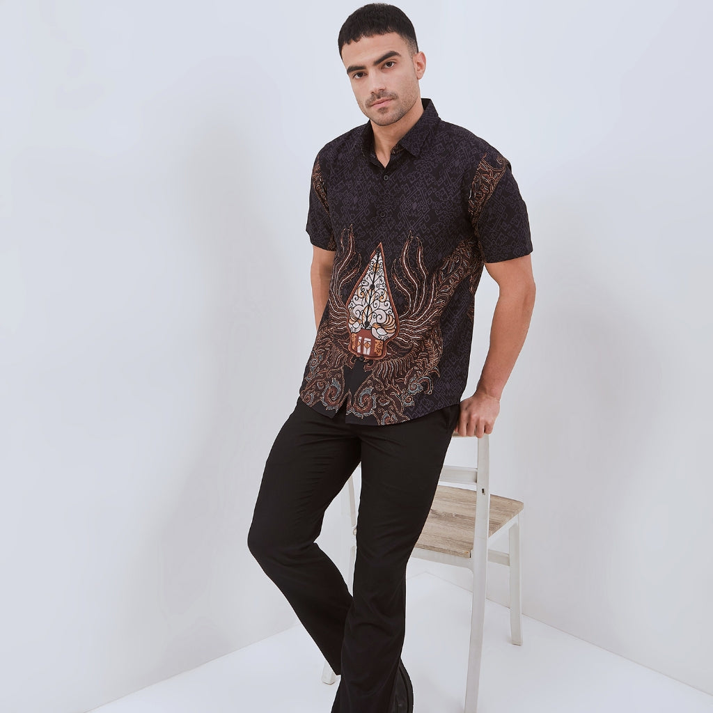 Odza Kemeja Batik Pria Lengan Pendek Slim Fit Regular Jumbo Modern Azmatex