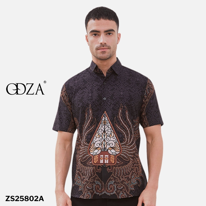 Odza Kemeja Batik Pria Lengan Pendek Slim Fit Regular Jumbo Modern Azmatex