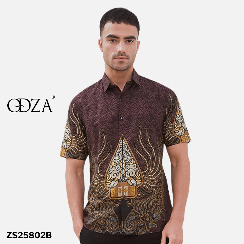 Odza Kemeja Batik Pria Lengan Pendek Slim Fit Regular Jumbo Modern Azmatex