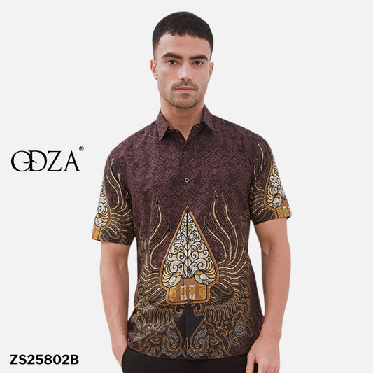 Odza Kemeja Batik Pria Lengan Pendek Slim Fit Regular Jumbo Modern Azmatex
