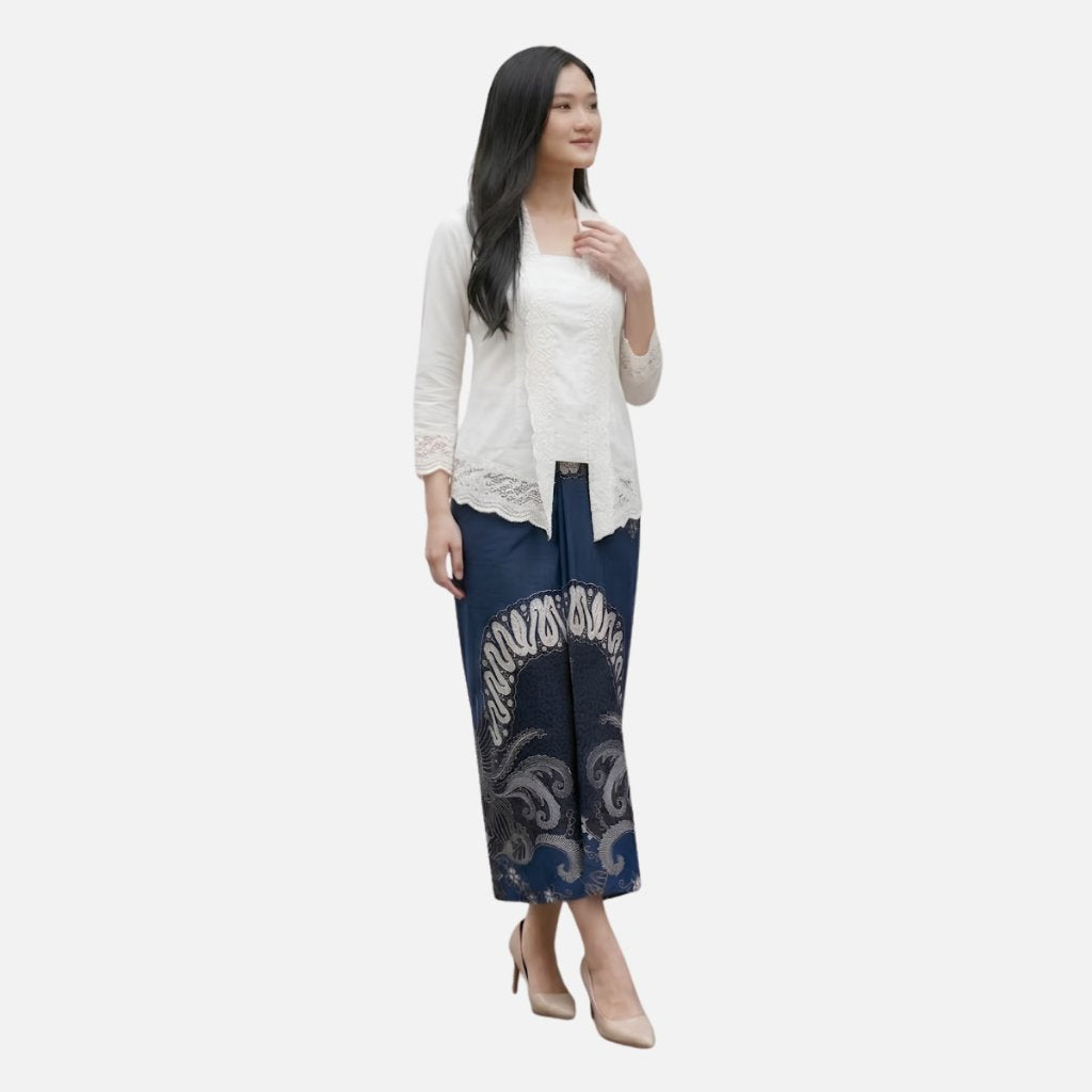 Odza Rok Lilit Batik Wanita Panjang Allsize Bawahan Kebaya Kondangan Wisuda Katun Premium Renatisa Hitam Biru
