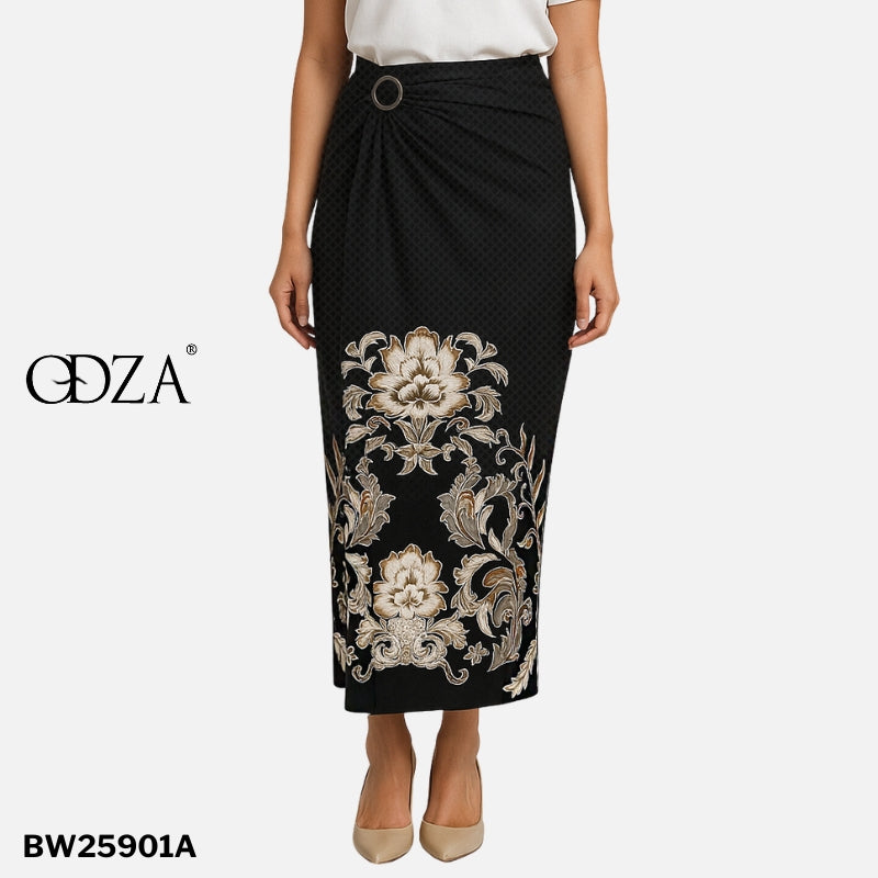 Set Kemeja Lengan Panjang Rok Lilit Couple Batik Kebaya Jumputan Pria Wanita Hitam Hanusa