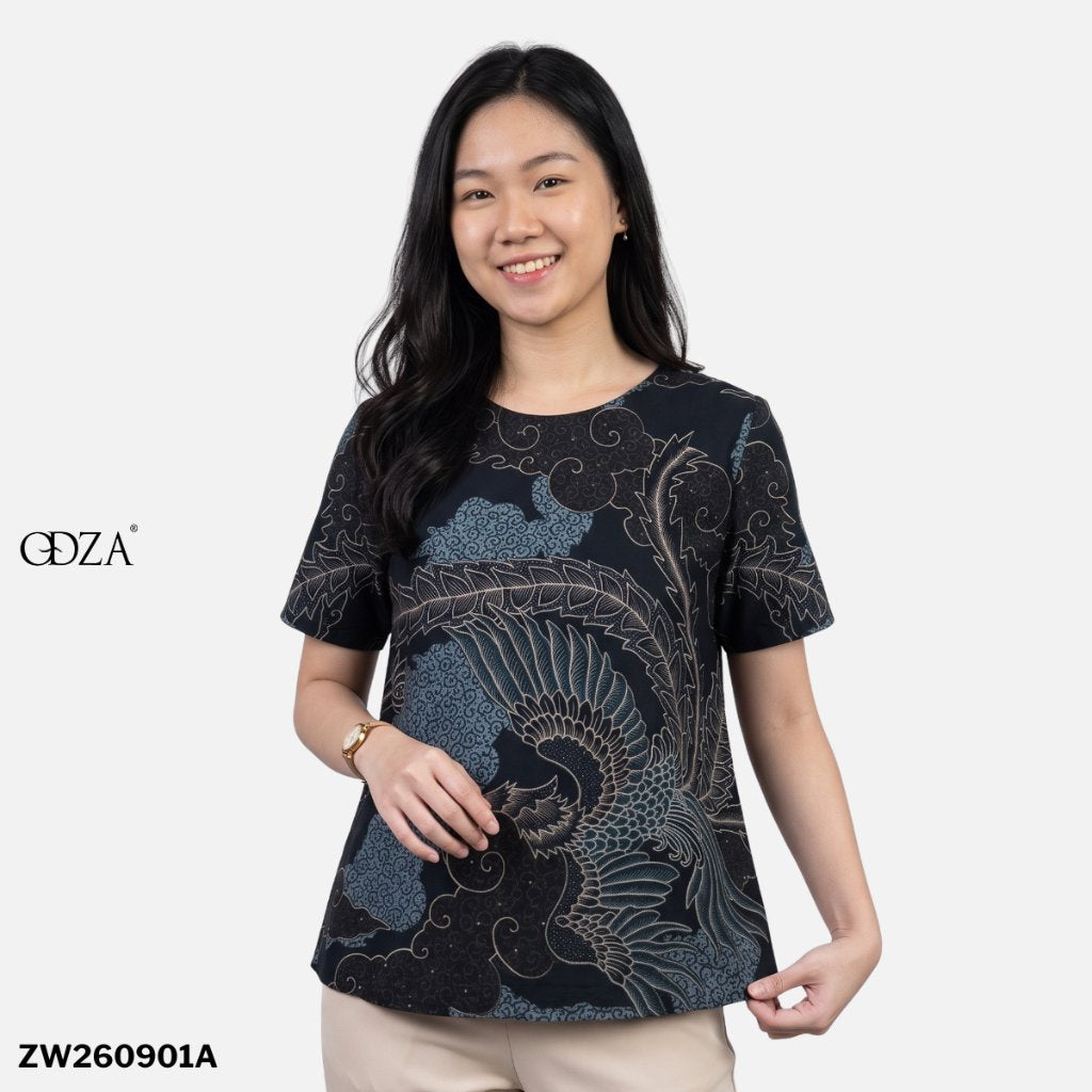 Odza Batik Couple Set Kemeja Pria Blouse Wanita Lengan Pendek Katun Premium Kondangan Modern Kivandra Hitam