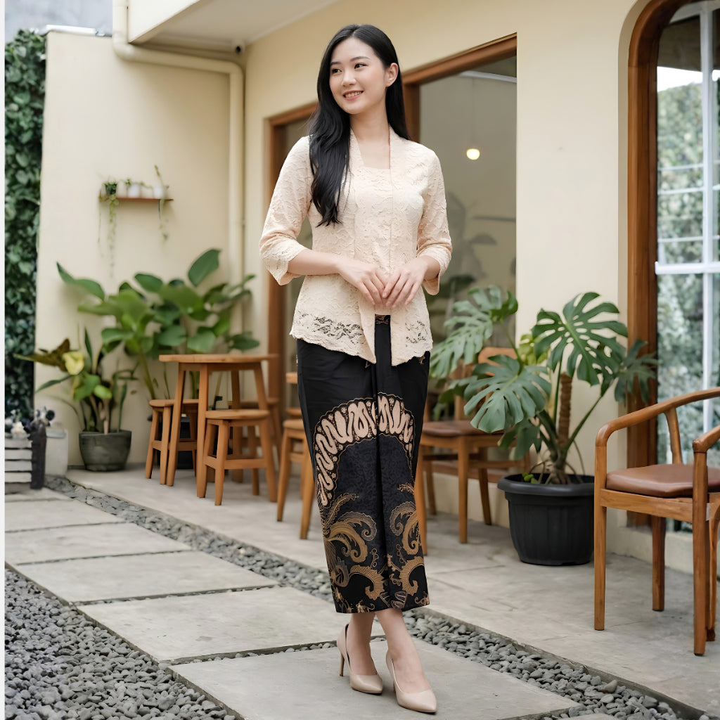 Odza Rok Lilit Batik Wanita Panjang Allsize Bawahan Kebaya Kondangan Wisuda Katun Premium Dutiara Biru Hitam