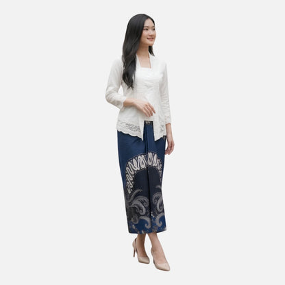 Odza Rok Lilit Batik Wanita Panjang Allsize Bawahan Kebaya Kondangan Wisuda Katun Premium Renatisa Hitam Biru