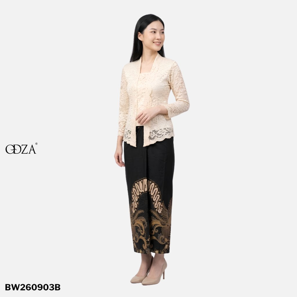 Odza Batik Couple Set Kemeja Pria Lengan Panjang Rok Lilit Wanita Katun Premium Kondangan Seragam Modern Renatisa Hitam