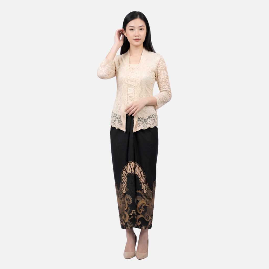 Odza Batik Couple Set Kemeja Pria Lengan Panjang Rok Lilit Wanita Katun Premium Kondangan Seragam Modern Renatisa Hitam