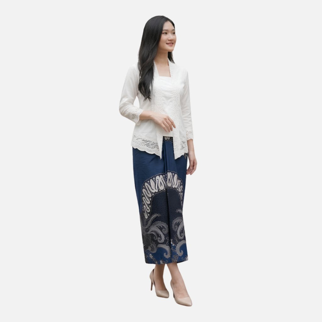 Odza Rok Lilit Batik Wanita Panjang Allsize Bawahan Kebaya Kondangan Wisuda Katun Premium Dutiara Biru Hitam