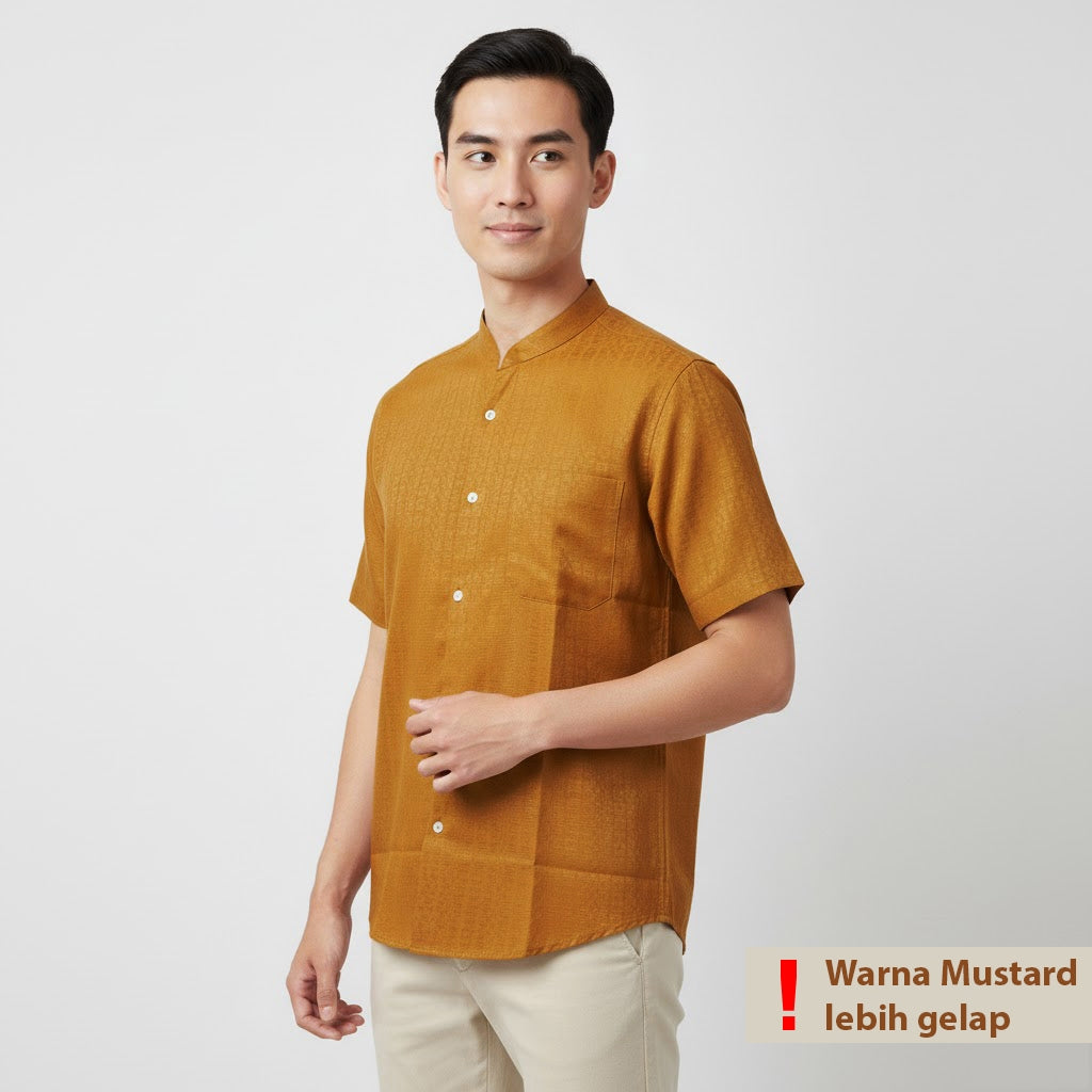 Odza Baju Koko Couple Bapak Anak Set Keluarga Lengan Pendek Jumbo Firas Kuning Mustard Emas