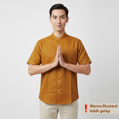 Odza Baju Koko Couple Bapak Anak Set Keluarga Lengan Pendek Jumbo Firas Kuning Mustard Emas