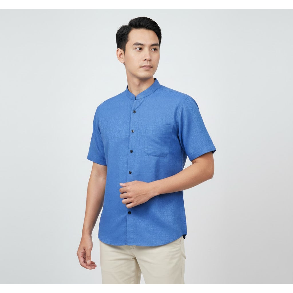 Odza Baju Koko Couple Bapak Anak Family Set Lengan Pendek Jumbo Smith Biru Muda