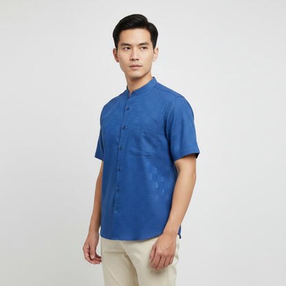 Odza Baju Koko Couple Bapak Anak Family Set Lengan Pendek Jumbo Smith Biru Muda