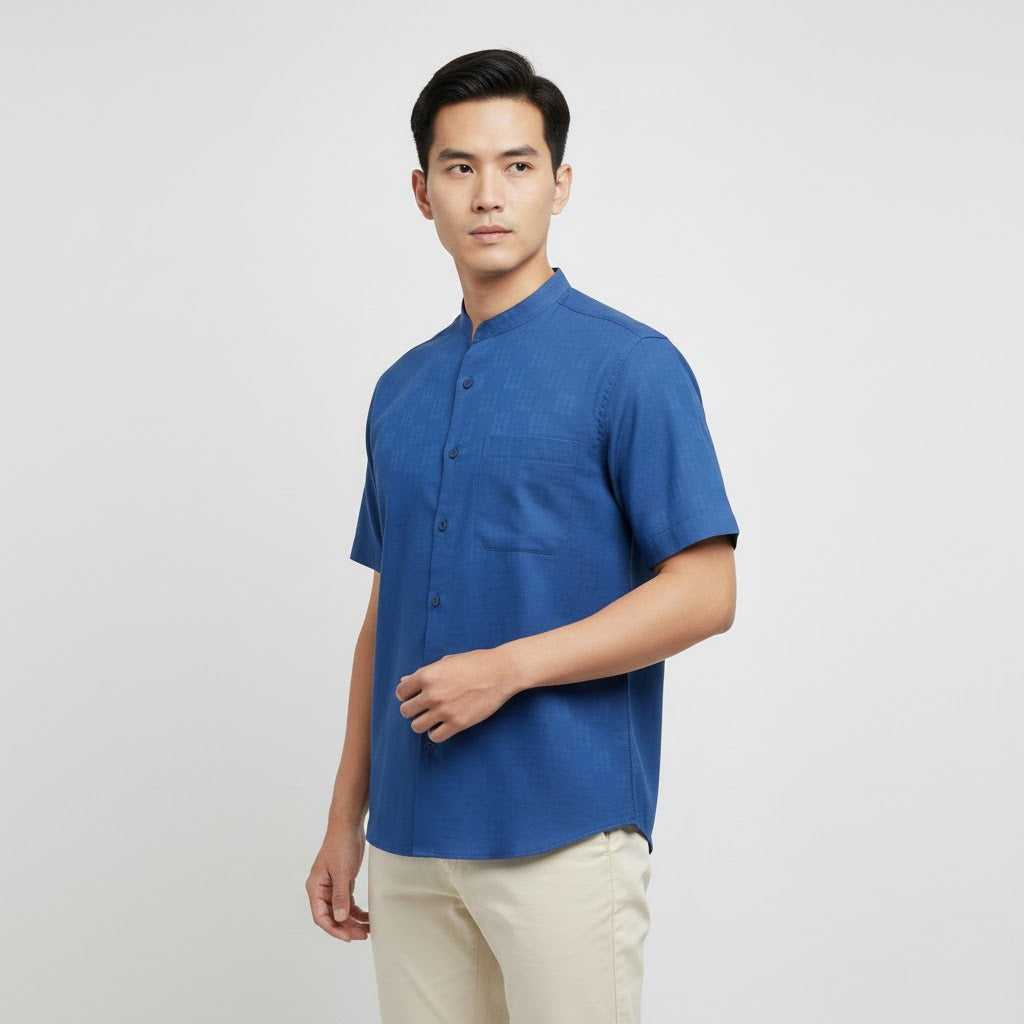 Odza Baju Koko Couple Bapak Anak Family Set Lengan Pendek Jumbo Smith Biru Muda