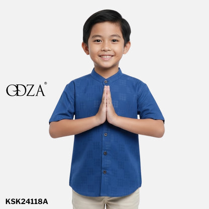 Odza Baju Koko Couple Bapak Anak Family Set Lengan Pendek Jumbo Smith Biru Muda