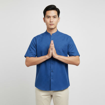 Odza Baju Koko Couple Bapak Anak Family Set Lengan Pendek Jumbo Smith Biru Muda