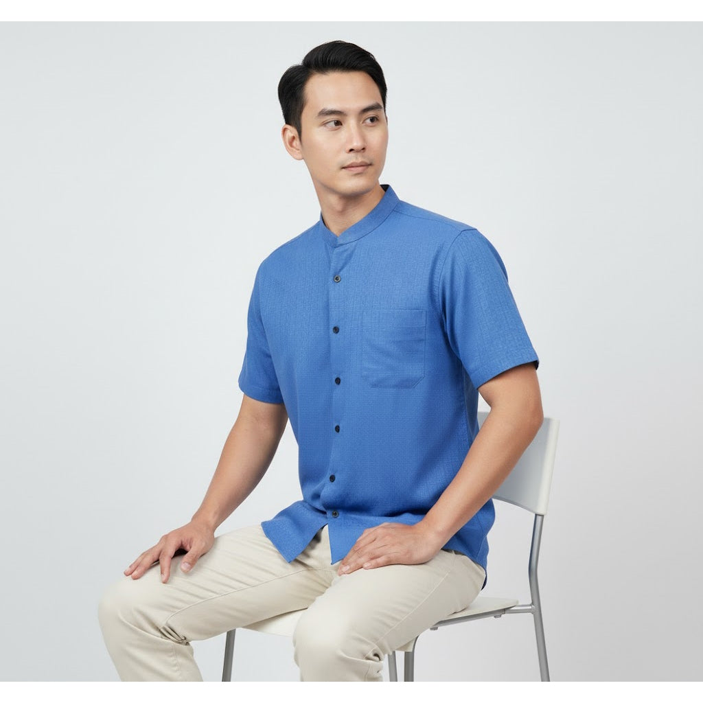 Odza Baju Koko Couple Bapak Anak Family Set Lengan Pendek Jumbo Smith Biru Muda
