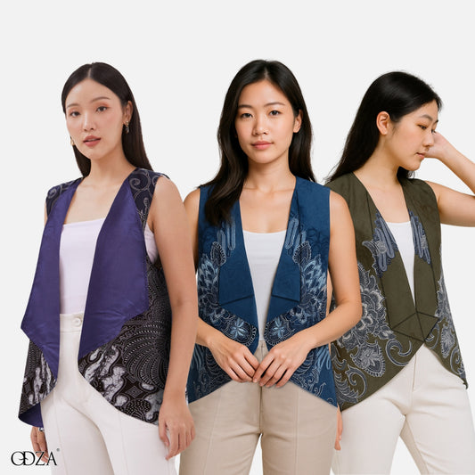 Odza Baju Luaran Atasan Rompi Vest Batik Outer Wanita Bolak Balik All Size Chloe