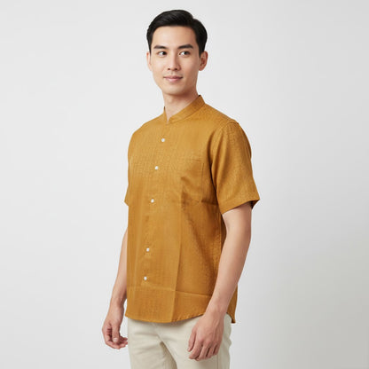 Odza Baju Koko Couple Bapak Anak Set Keluarga Lengan Pendek Jumbo Firas Kuning Mustard Emas