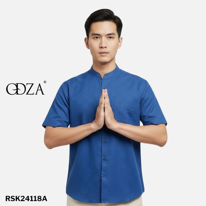 Odza Baju Koko Couple Bapak Anak Family Set Lengan Pendek Jumbo Smith Biru Muda