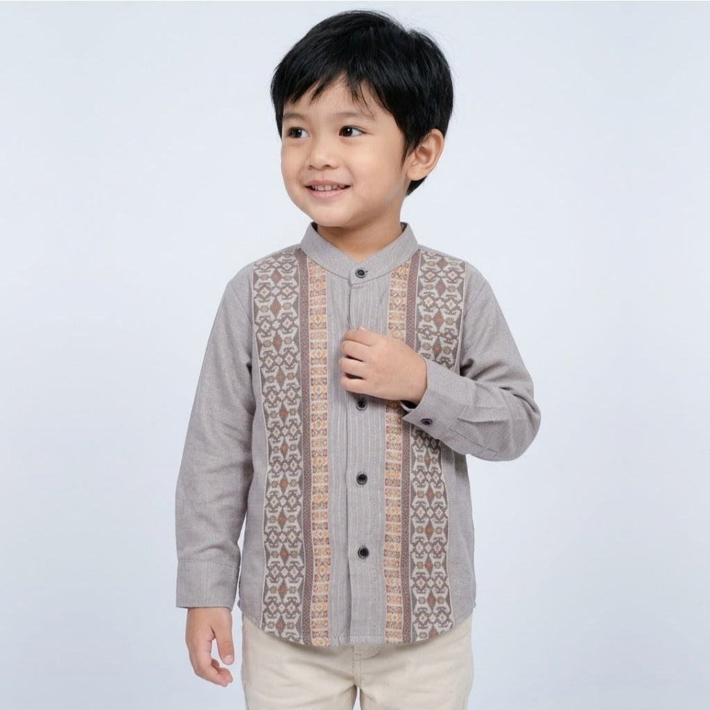 Odza Baju Koko Anak Laki-laki Lengan Panjang Kerah Shanghai Kemeja Muslim Cowok Keyvan 2-12 Tahun
