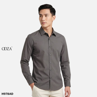 Odza Clasic Kemeja Polos Lengan Panjang Slim Fit Abu-abu Modern