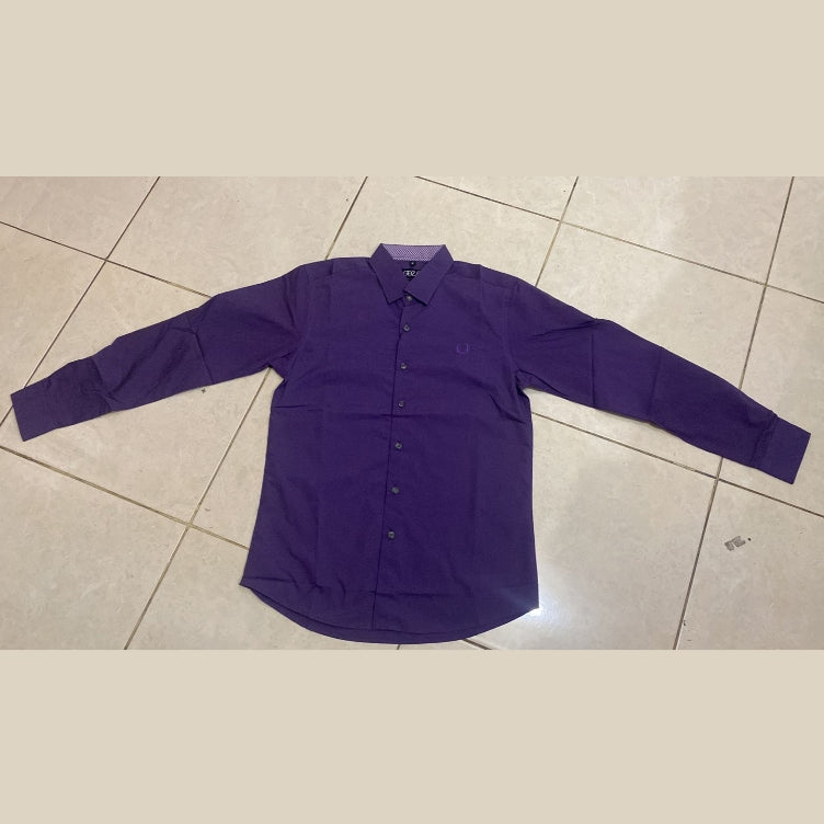 Odza Classic Kemeja SLIMFIT Lengan Panjang Pria Polos Ungu Terong