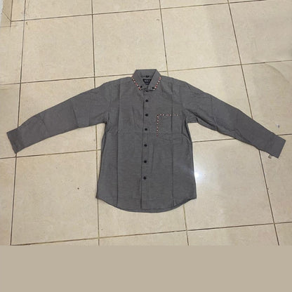 Odza Kemeja Polos Casual Lengan Panjang Pria Polos Abu-abu