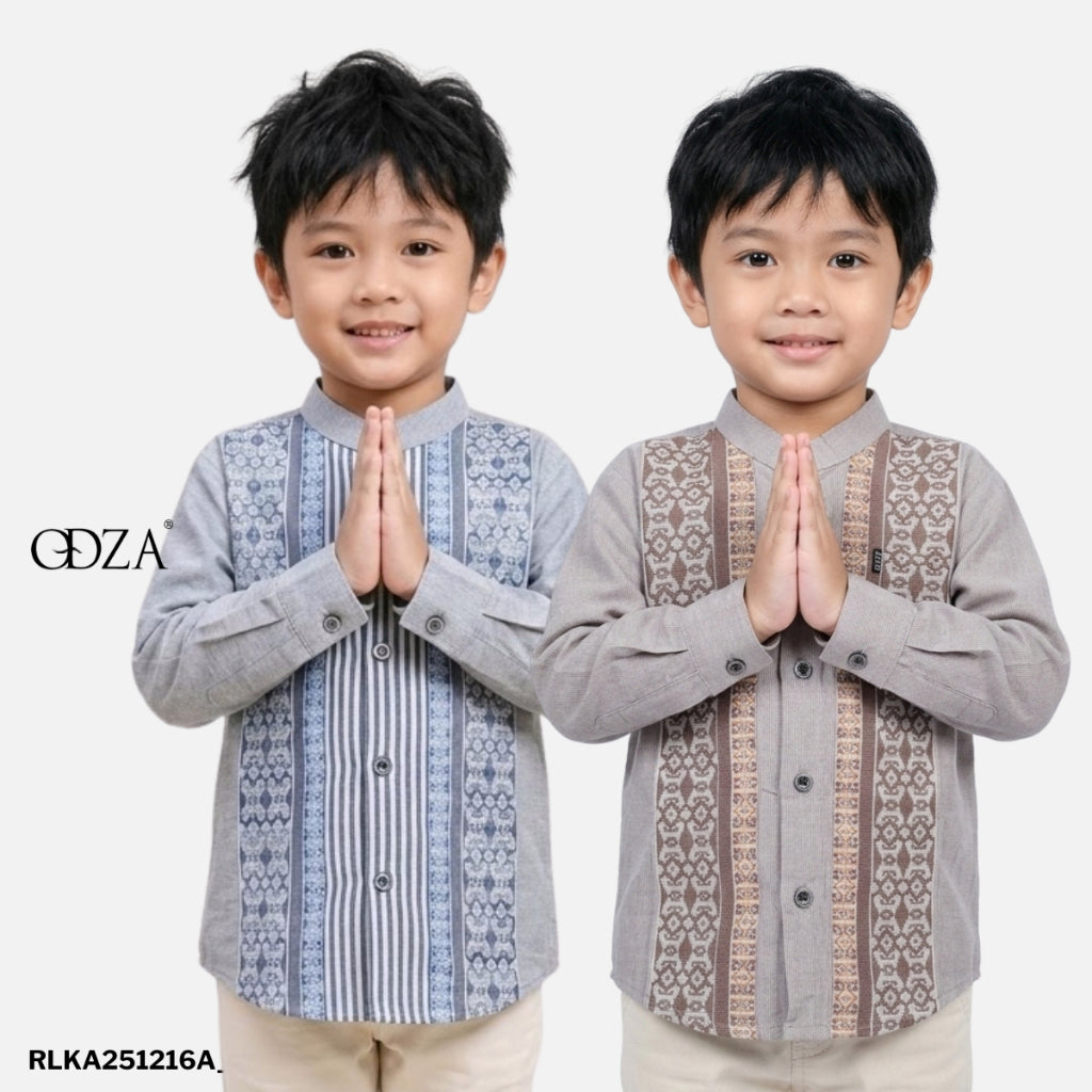 Odza Baju Koko Anak Laki-laki Lengan Panjang Kerah Shanghai Kemeja Muslim Cowok Keyvan 2-12 Tahun