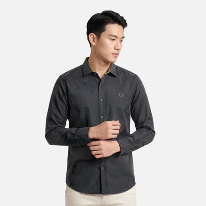 Odza Clasic Kemeja Polos Lengan Panjang Slim Fit Abu-abu Modern