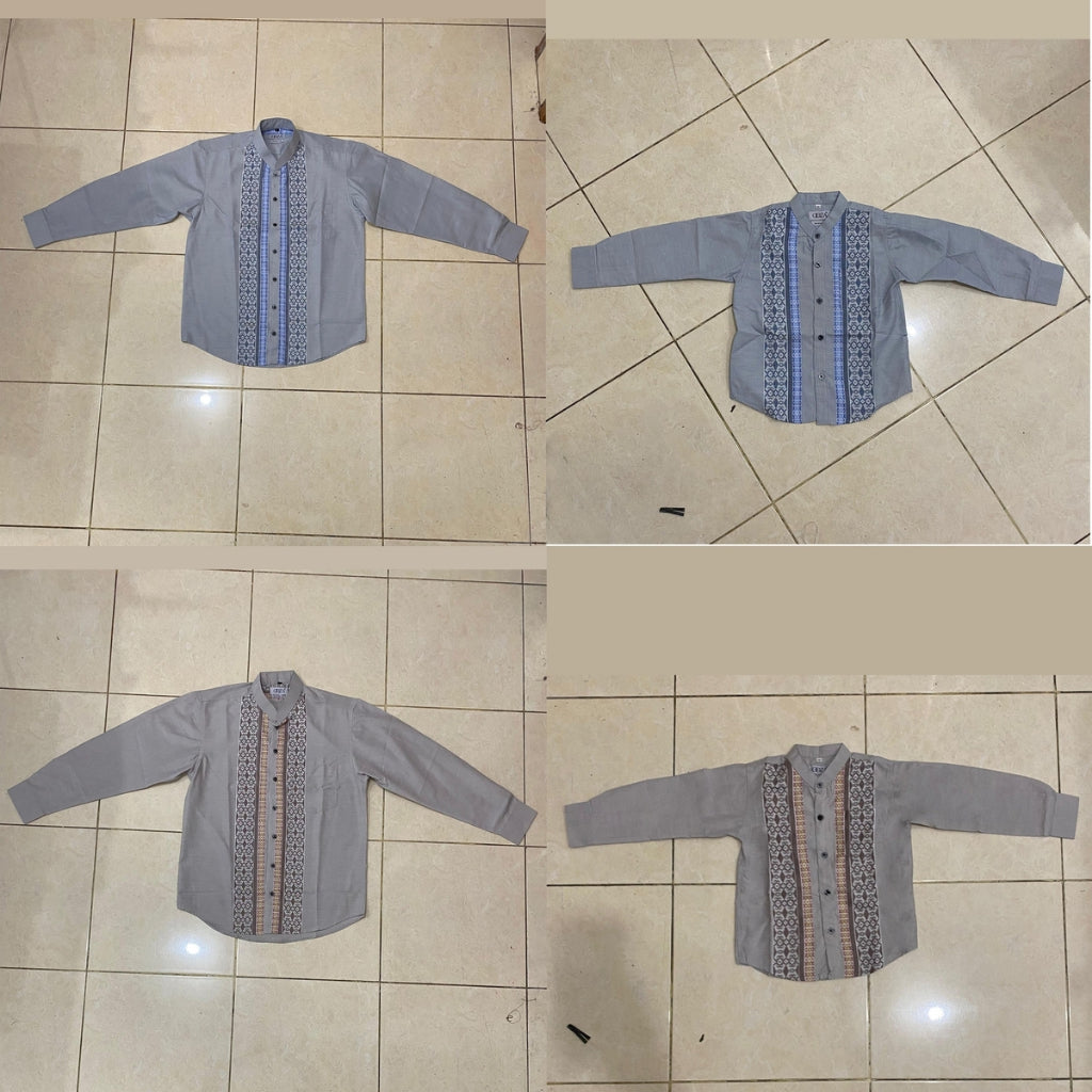 Odza Baju Koko Couple Ayah Anak Set Keluarga Lengan Panjang Jumbo Abu-Abu