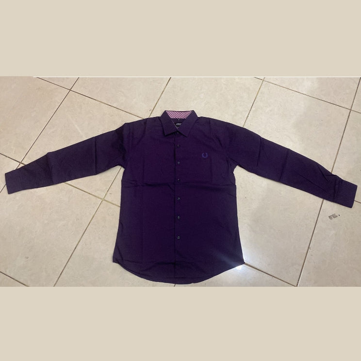 Odza Classic Kemeja SLIMFIT Lengan Panjang Pria Polos Ungu Terong