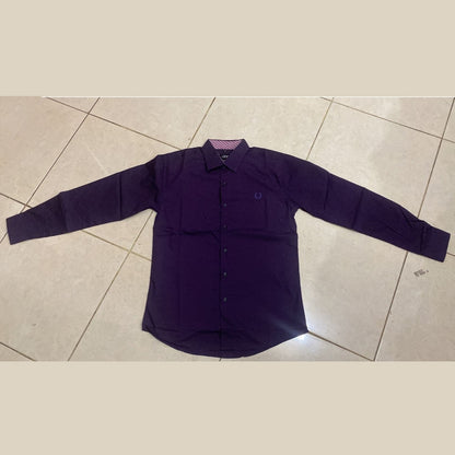 Odza Classic Kemeja SLIMFIT Lengan Panjang Pria Polos Ungu Terong