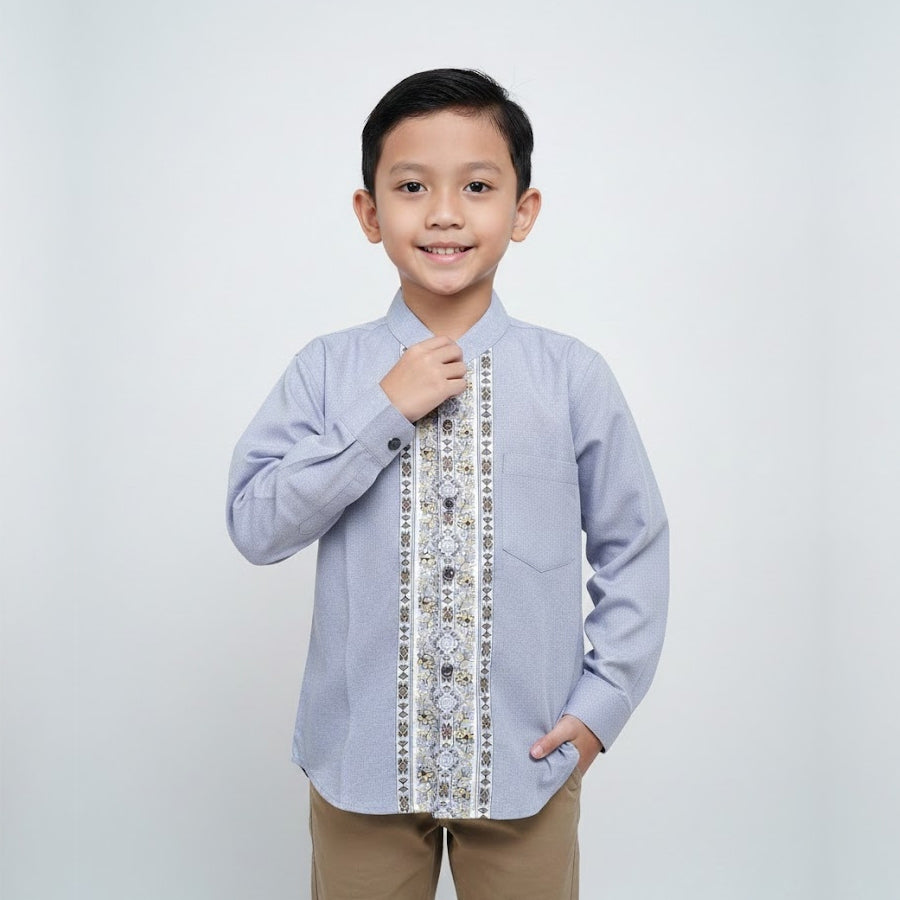 Odza Baju Koko Anak Laki-laki Lengan Panjang Kerah Shanghai Kemeja Muslim Cowok Keyvan 2-12 Tahun