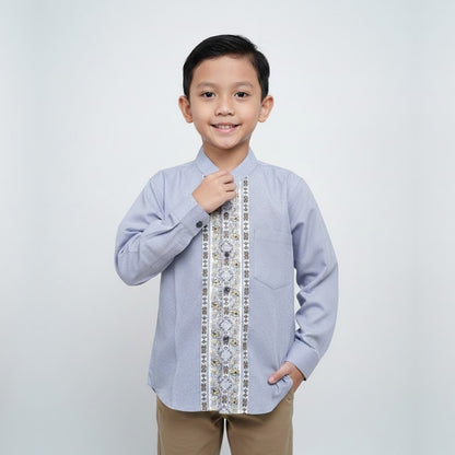 Odza Baju Koko Anak Laki-laki Lengan Panjang Kerah Shanghai Kemeja Muslim Cowok Keyvan 2-12 Tahun