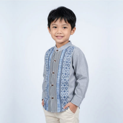Odza Baju Koko Anak Laki-laki Lengan Panjang Kerah Shanghai Kemeja Muslim Cowok Keyvan 2-12 Tahun