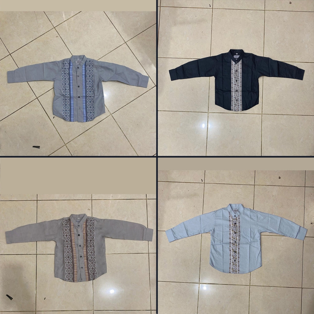 Odza Baju Koko Anak Laki-laki Lengan Panjang Kerah Shanghai Kemeja Muslim Cowok Keyvan 2-12 Tahun