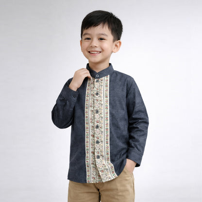 Odza Baju Koko Anak Laki-laki Lengan Panjang Kerah Shanghai Kemeja Muslim Cowok Keyvan 2-12 Tahun