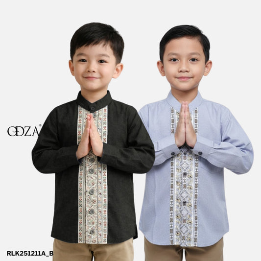 Odza Baju Koko Anak Laki-laki Lengan Panjang Kerah Shanghai Kemeja Muslim Cowok Keyvan 2-12 Tahun