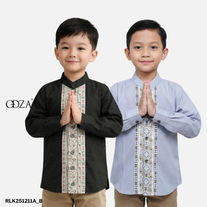 Odza Baju Koko Anak Laki-laki Lengan Panjang Kerah Shanghai Kemeja Muslim Cowok Keyvan 2-12 Tahun