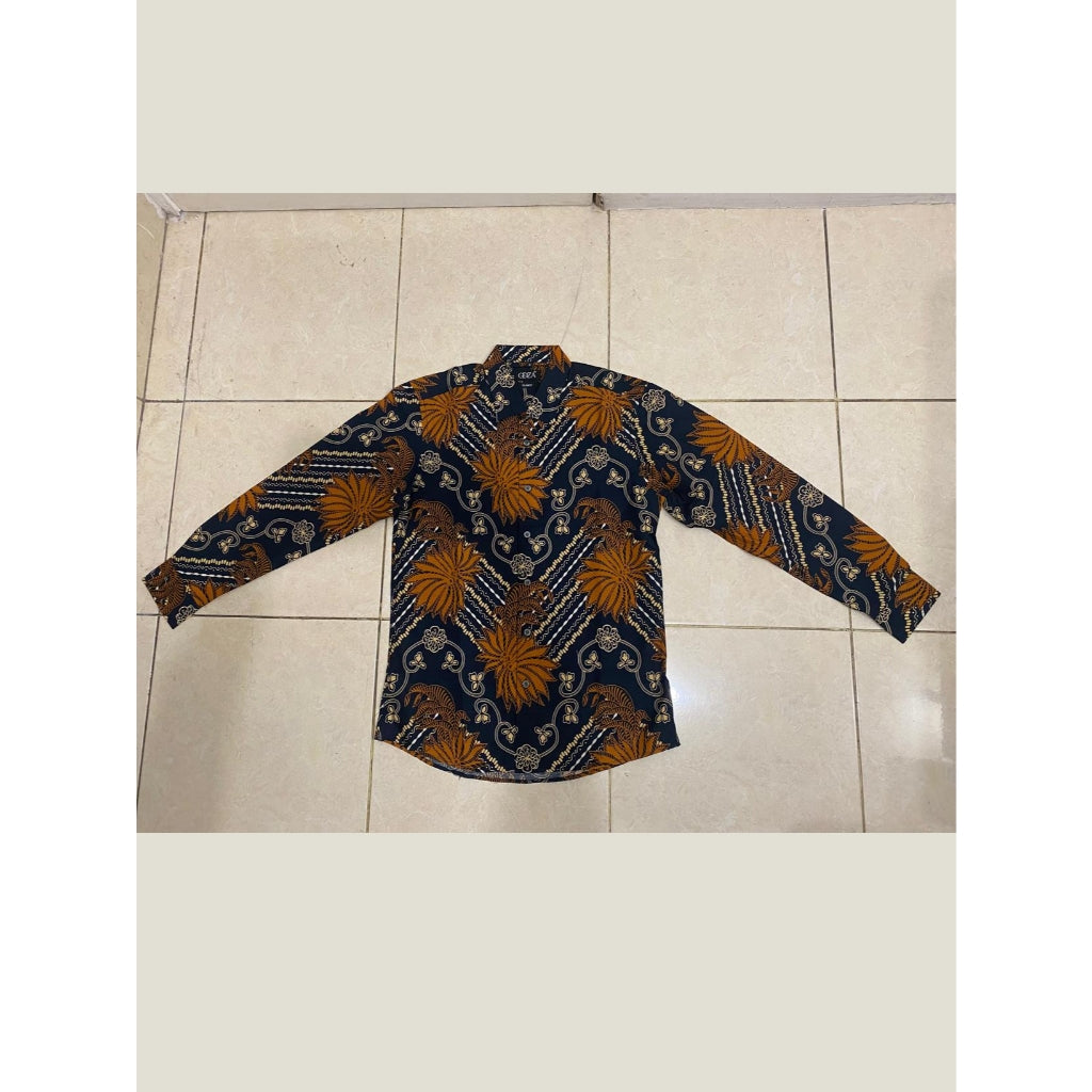 Odza Kemeja Batik Pria Lengan Panjang Batik Modern Slim Fit Solo Hitam Doadera