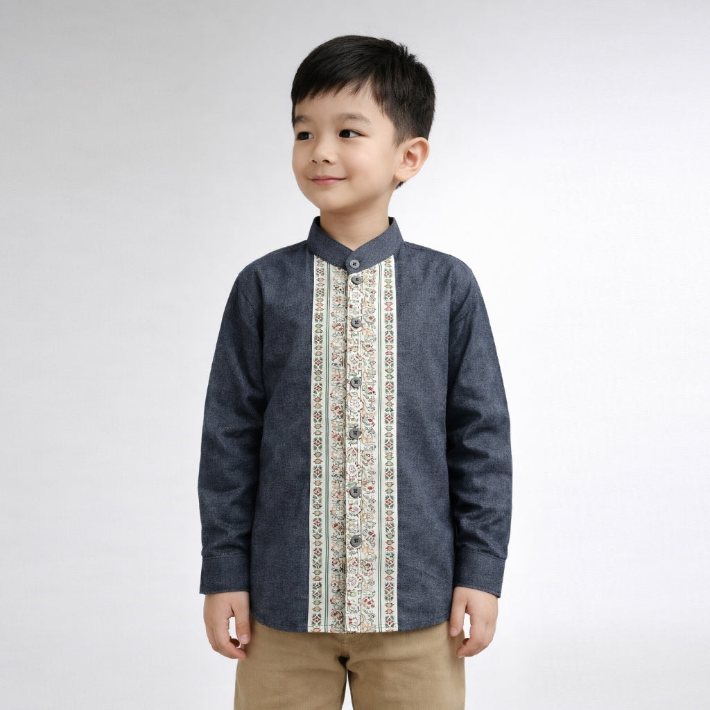 Odza Baju Koko Anak Laki-laki Lengan Panjang Kerah Shanghai Kemeja Muslim Cowok Keyvan 2-12 Tahun