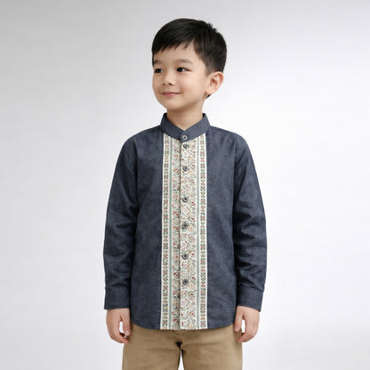 Odza Baju Koko Anak Laki-laki Lengan Panjang Kerah Shanghai Kemeja Muslim Cowok Keyvan 2-12 Tahun